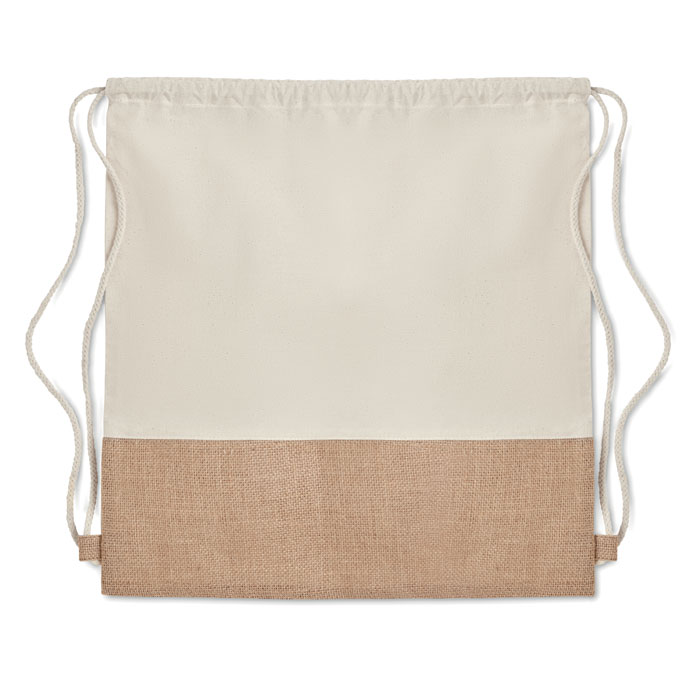 Jute Base Cotton Drawstring Bag 