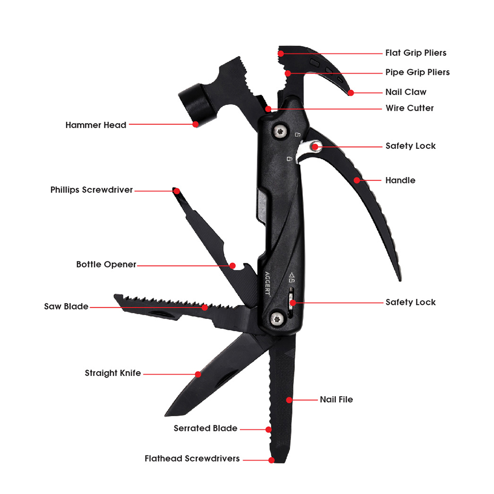 AGGERT Guard Multi-tool Hammer, 12 Functions 