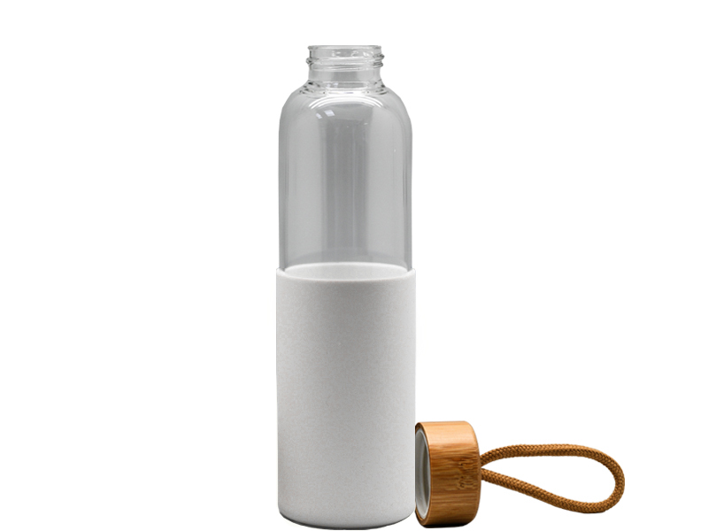 Glass water bottle with bamboo lid 500ml