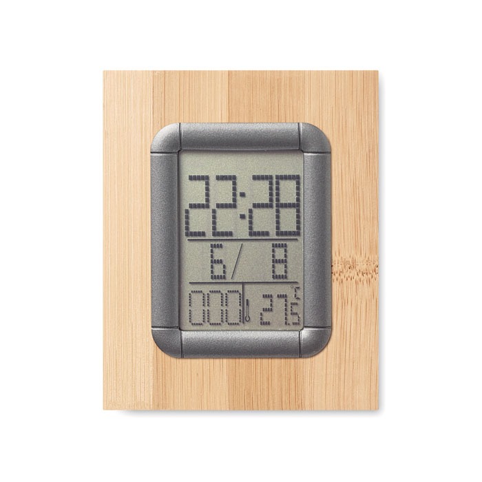 Bamboo Penholder with Digital clock