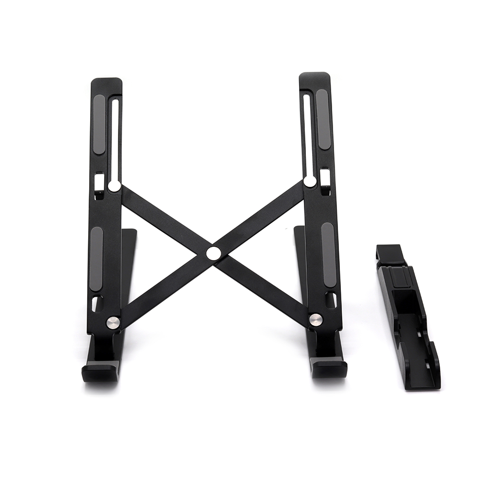 Foldable Aluminum Laptop Stand with Phone holder Black