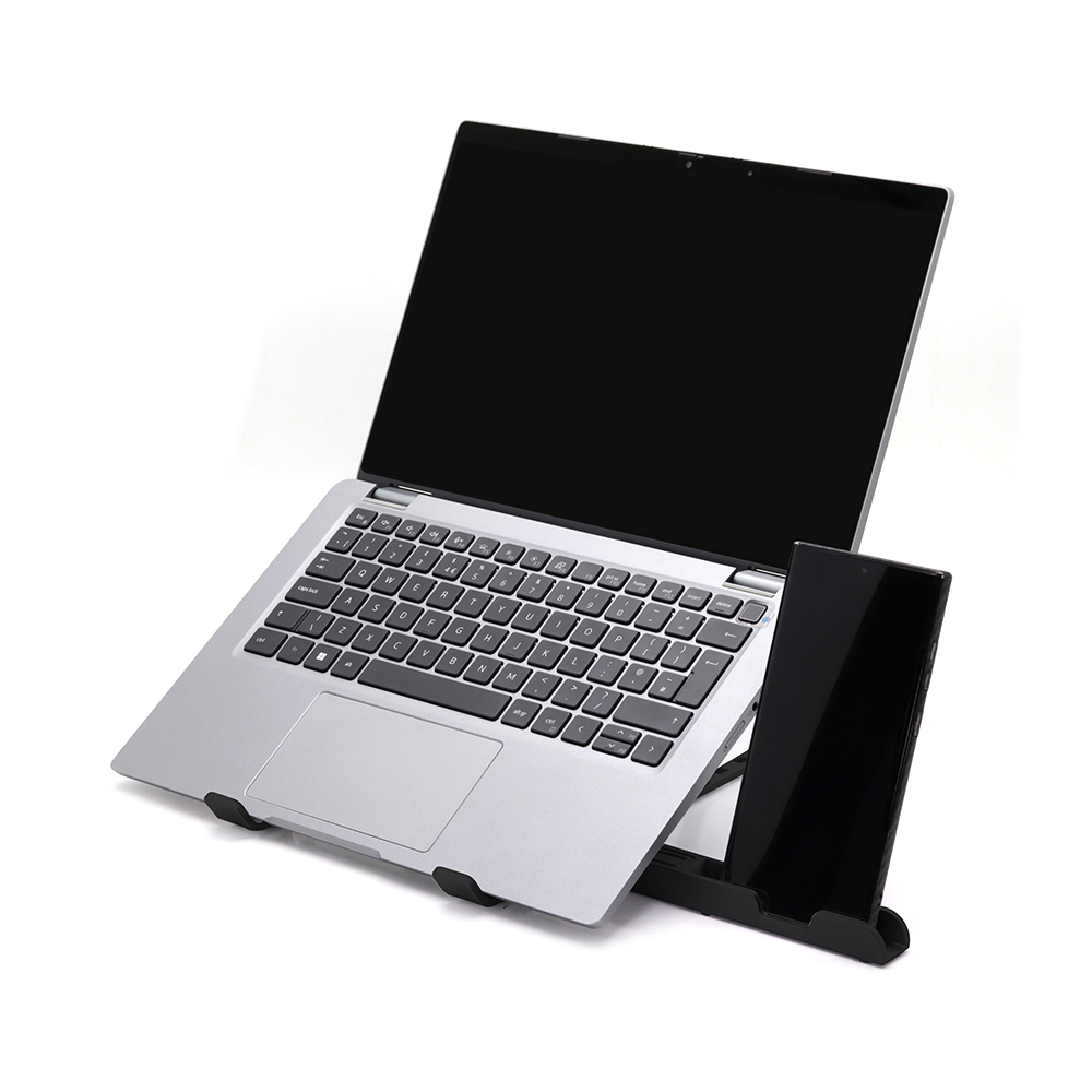 Foldable Aluminum Laptop Stand with Phone holder Black