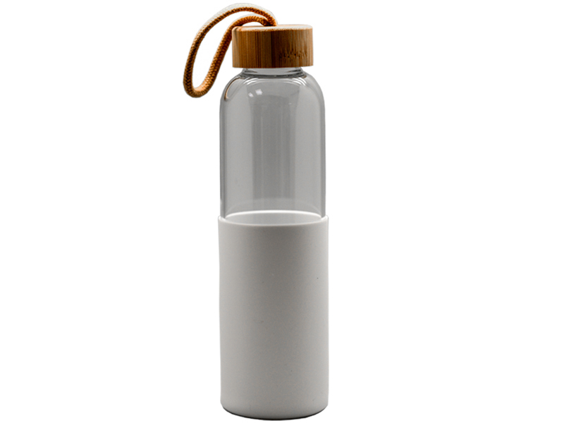 Glass Water Bottle with Bamboo lid 500ml