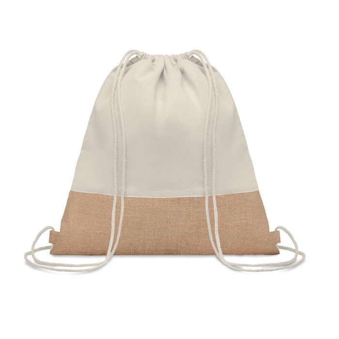 Jute Base Cotton Drawstring Bag 