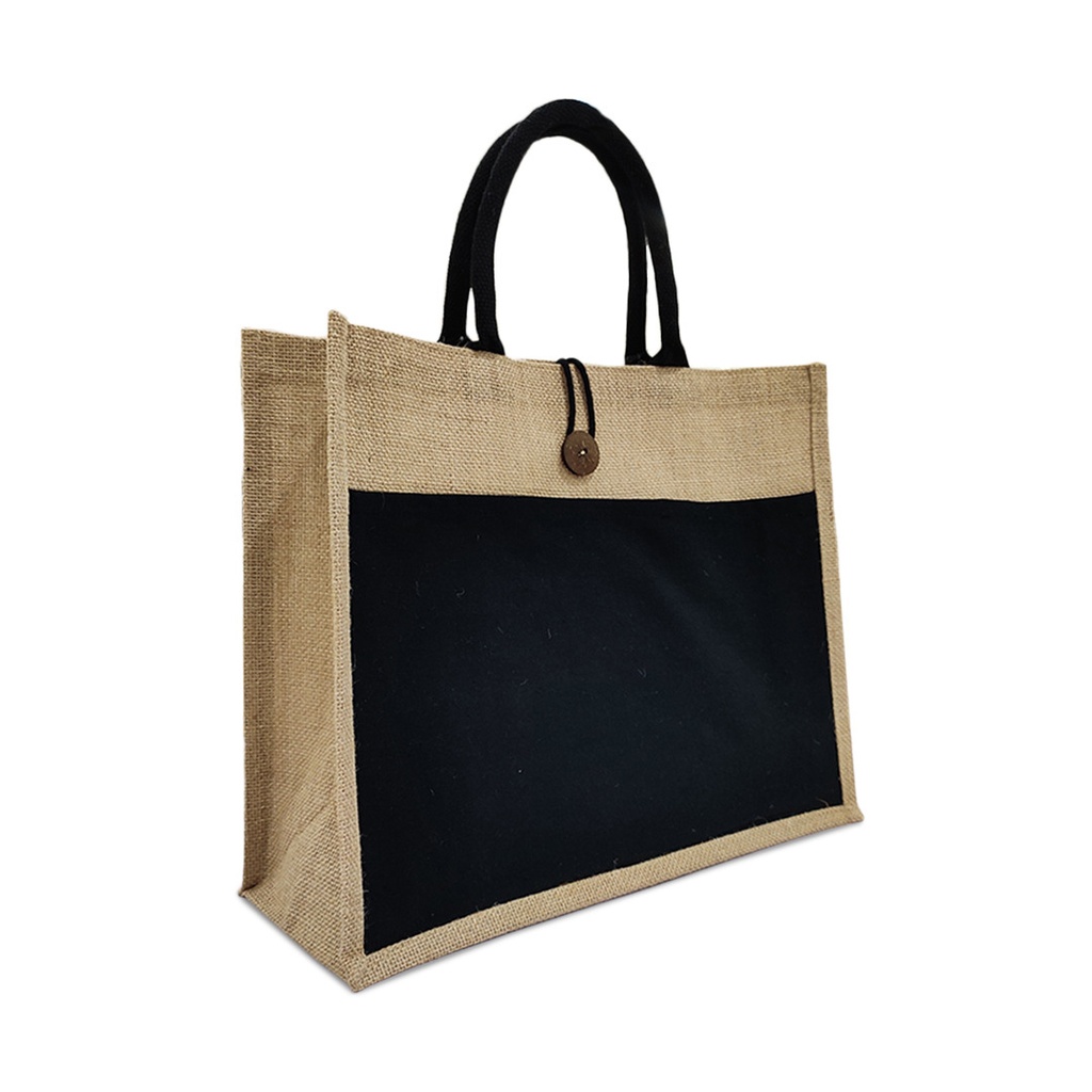 JUTE/CANVAS BAG BLACK STS 28023