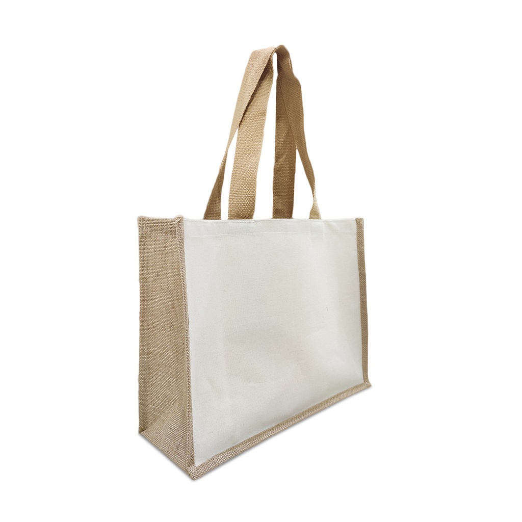 JUTE/CANVAS BAG NATURAL WHITE STS 21013