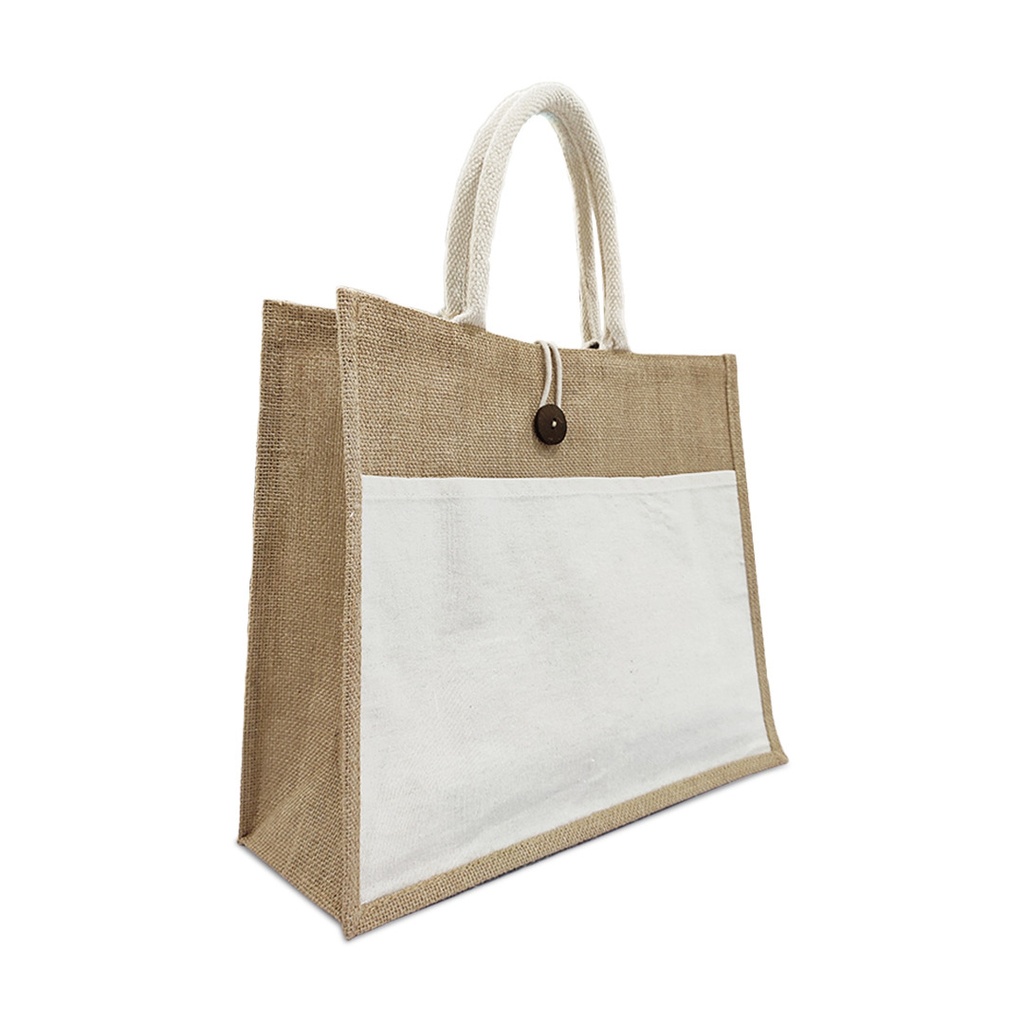 JUTE/CANVAS BAG WHITE STS 28013