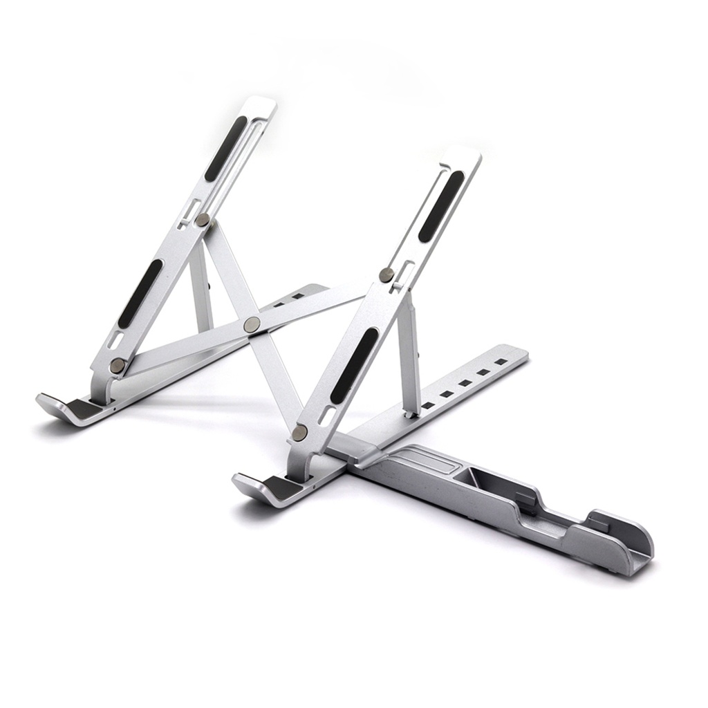 Foldable Aluminum Laptop Stand with Phone holder  Silver