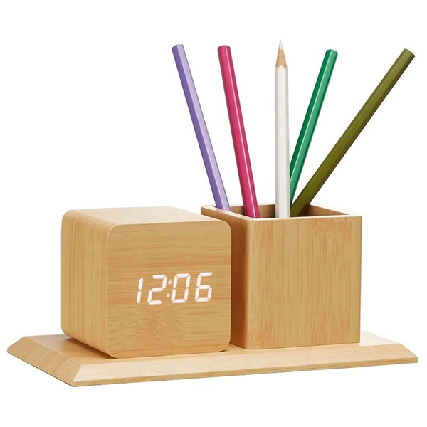 DIGITAL WOODEN ALARM CLOCK 