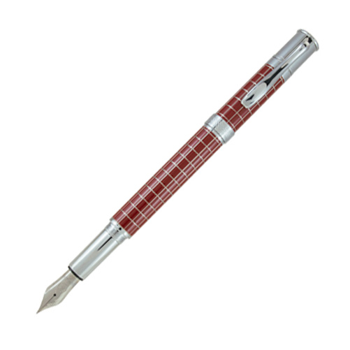 Burgundy Grid Founatin Pen