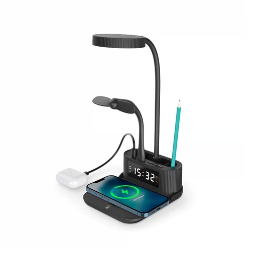 [STJY 240822] Desk Lamp with Wireless Charger, Clock and Pen Holder