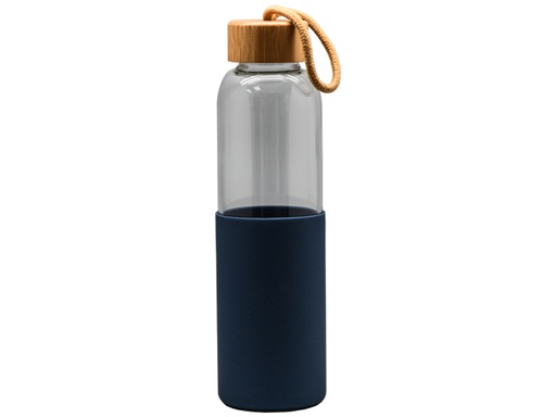 [STDB 233105BL] Glass Water Bottle with Bamboo lid 500ml