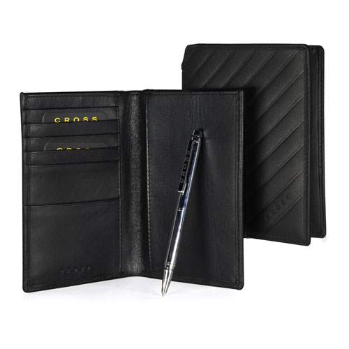 Cross Grabado Passport Wallet With Pen